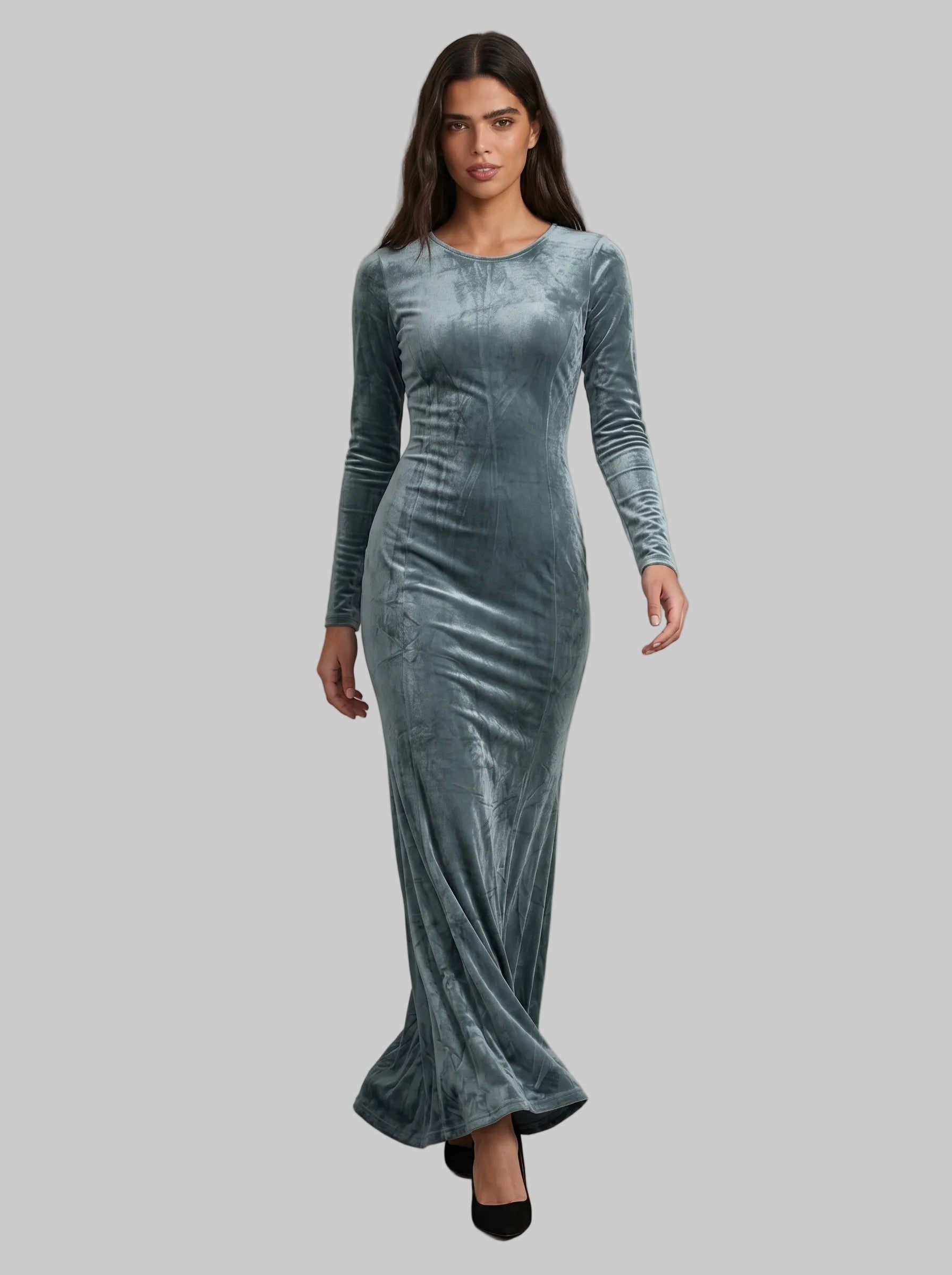 Teal Velvet Cleo Dress