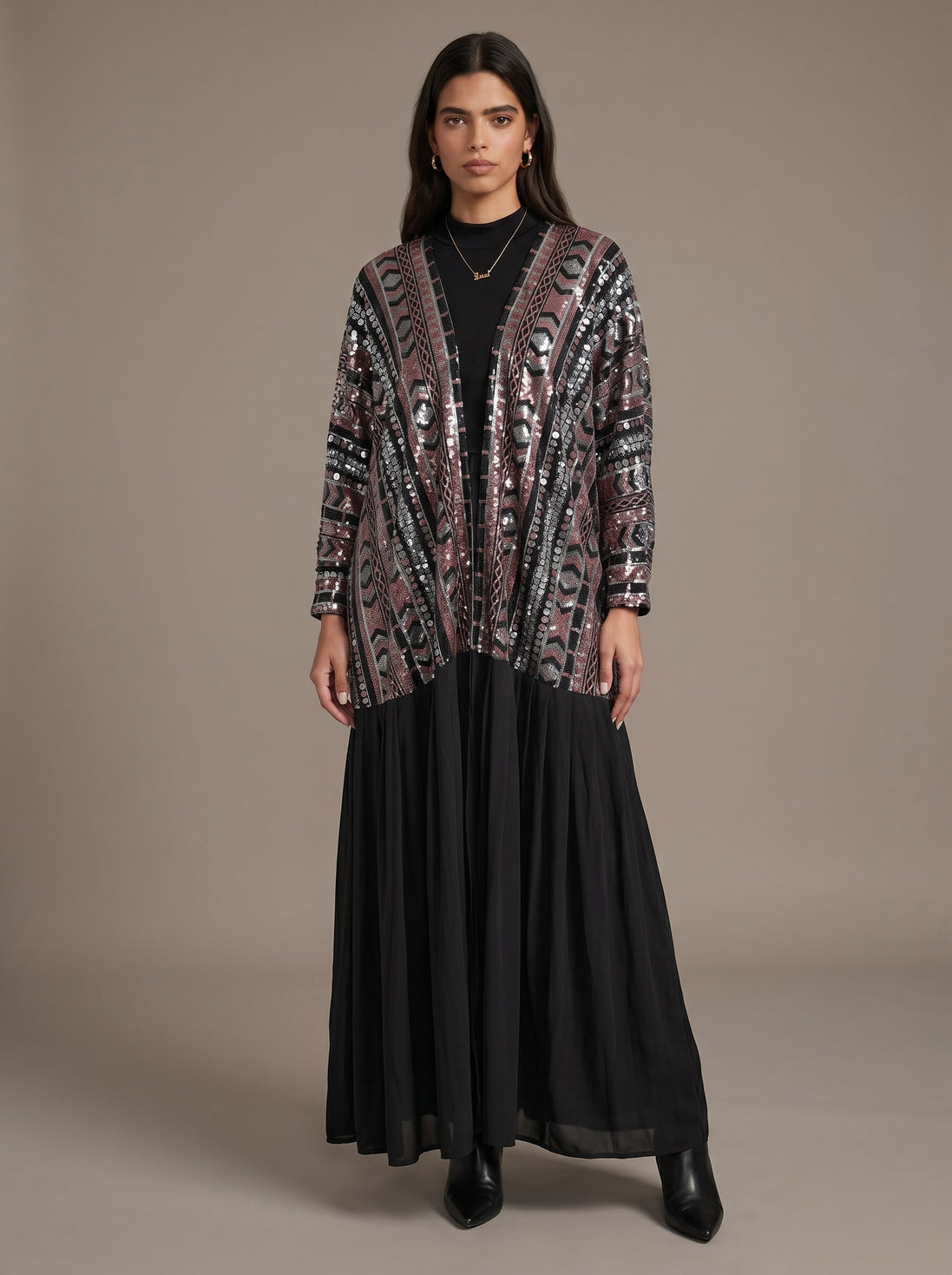 Butterfly Sequins Kimono black/silver