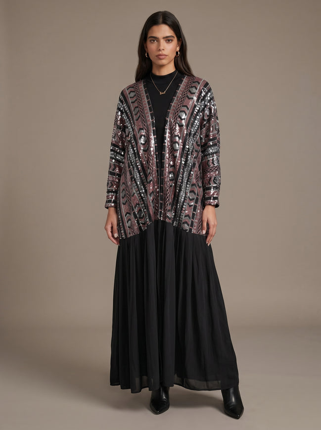 Butterfly Sequins Kimono black/silver