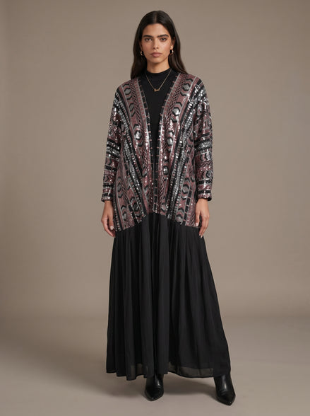 Butterfly Sequins Kimono black/silver