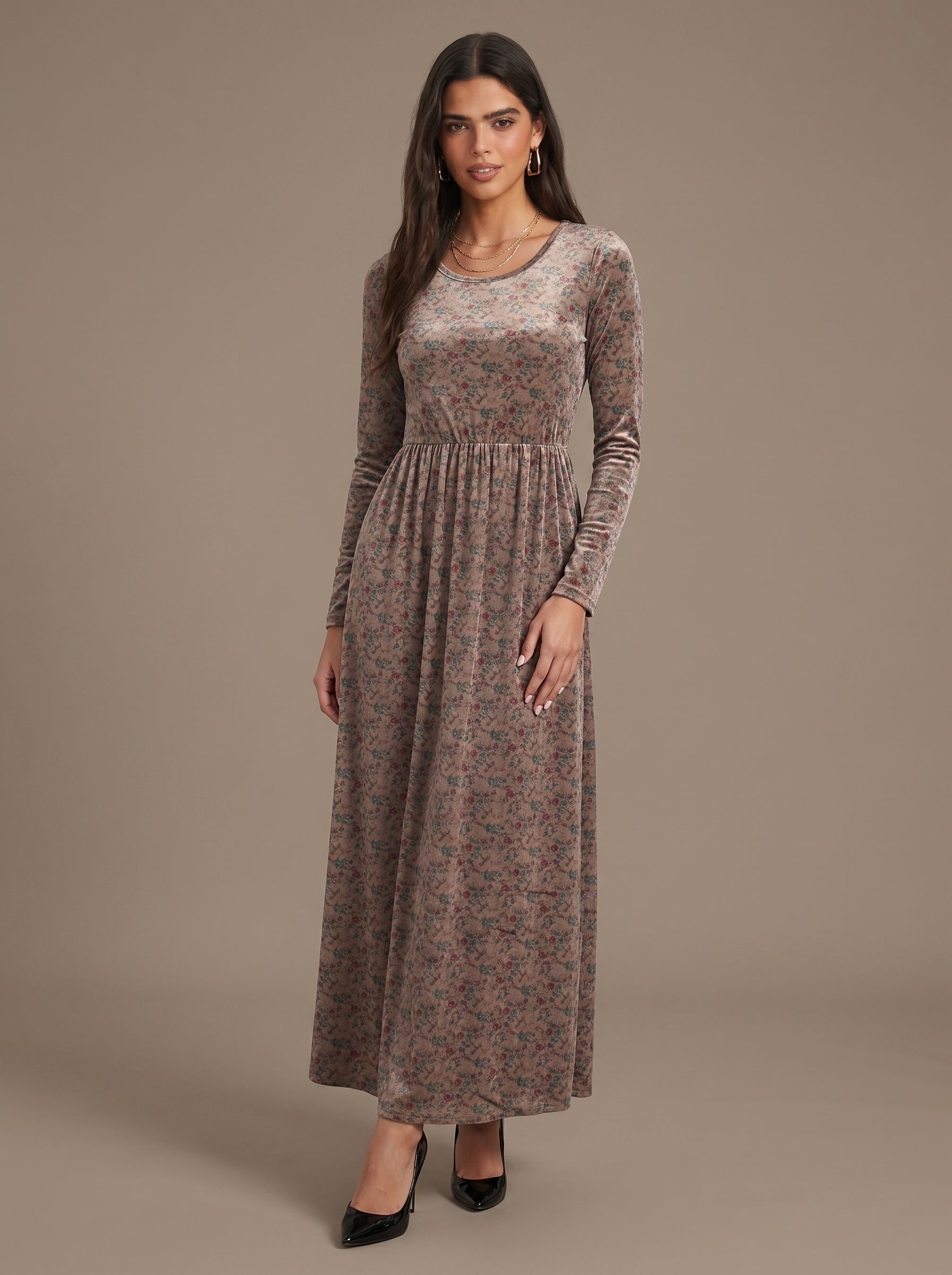 Cream Floral maxi dress