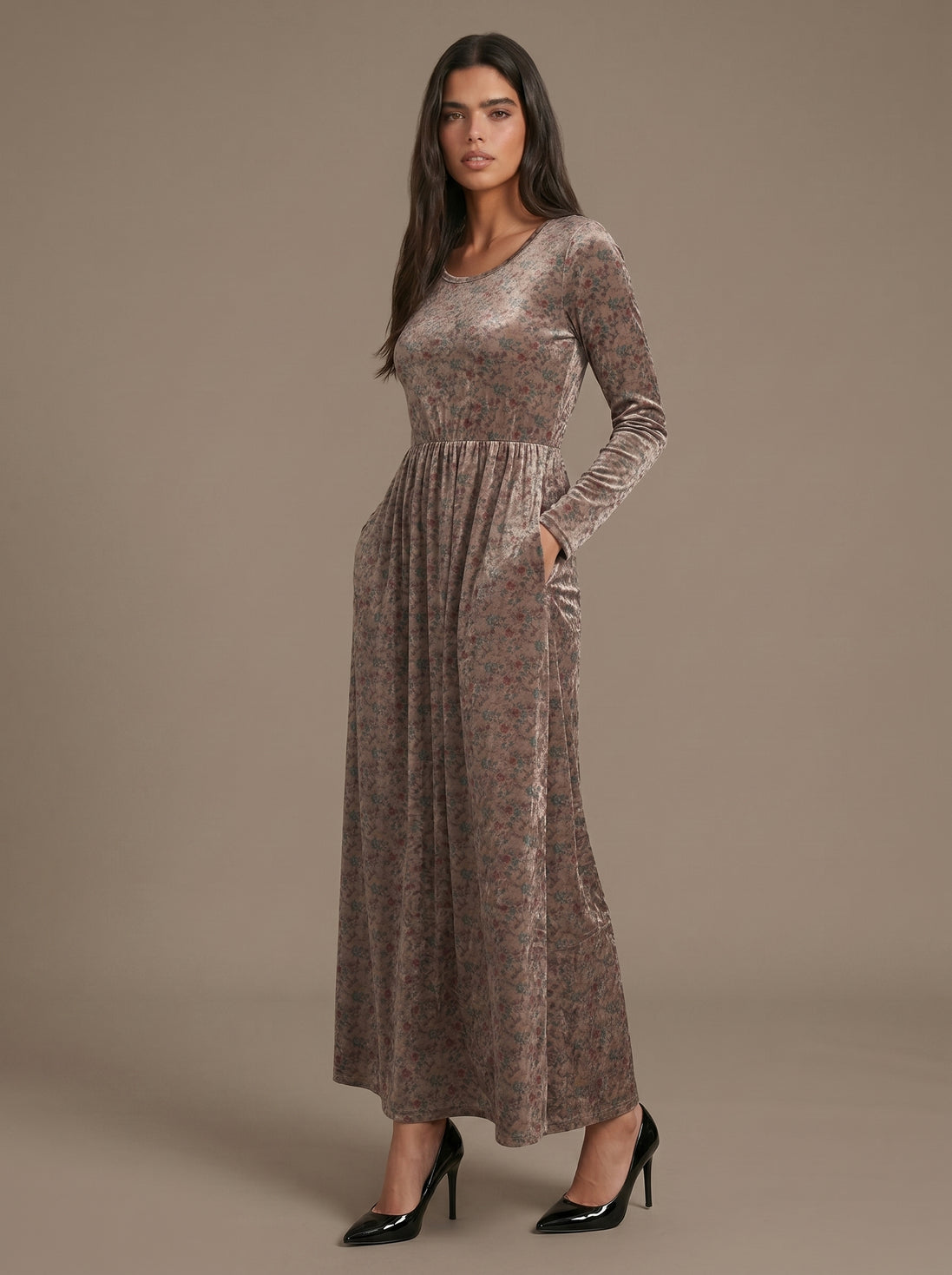 Cream Floral maxi dress