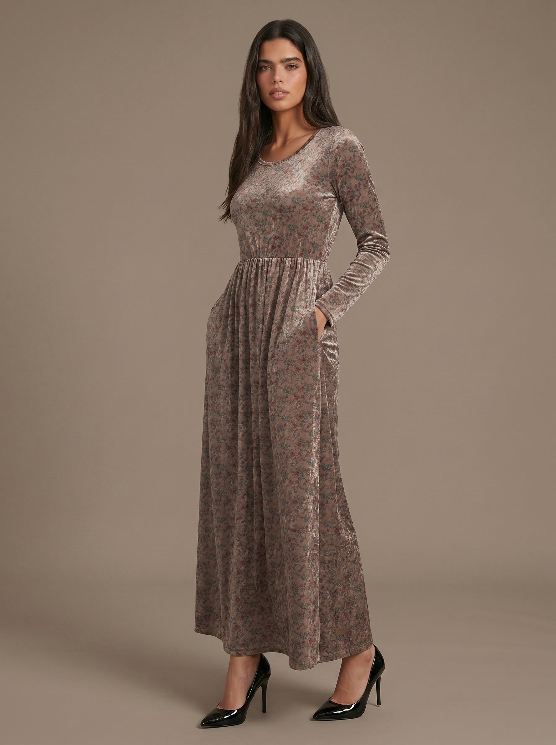 Cream Floral maxi dress