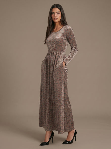 Cream Floral maxi dress