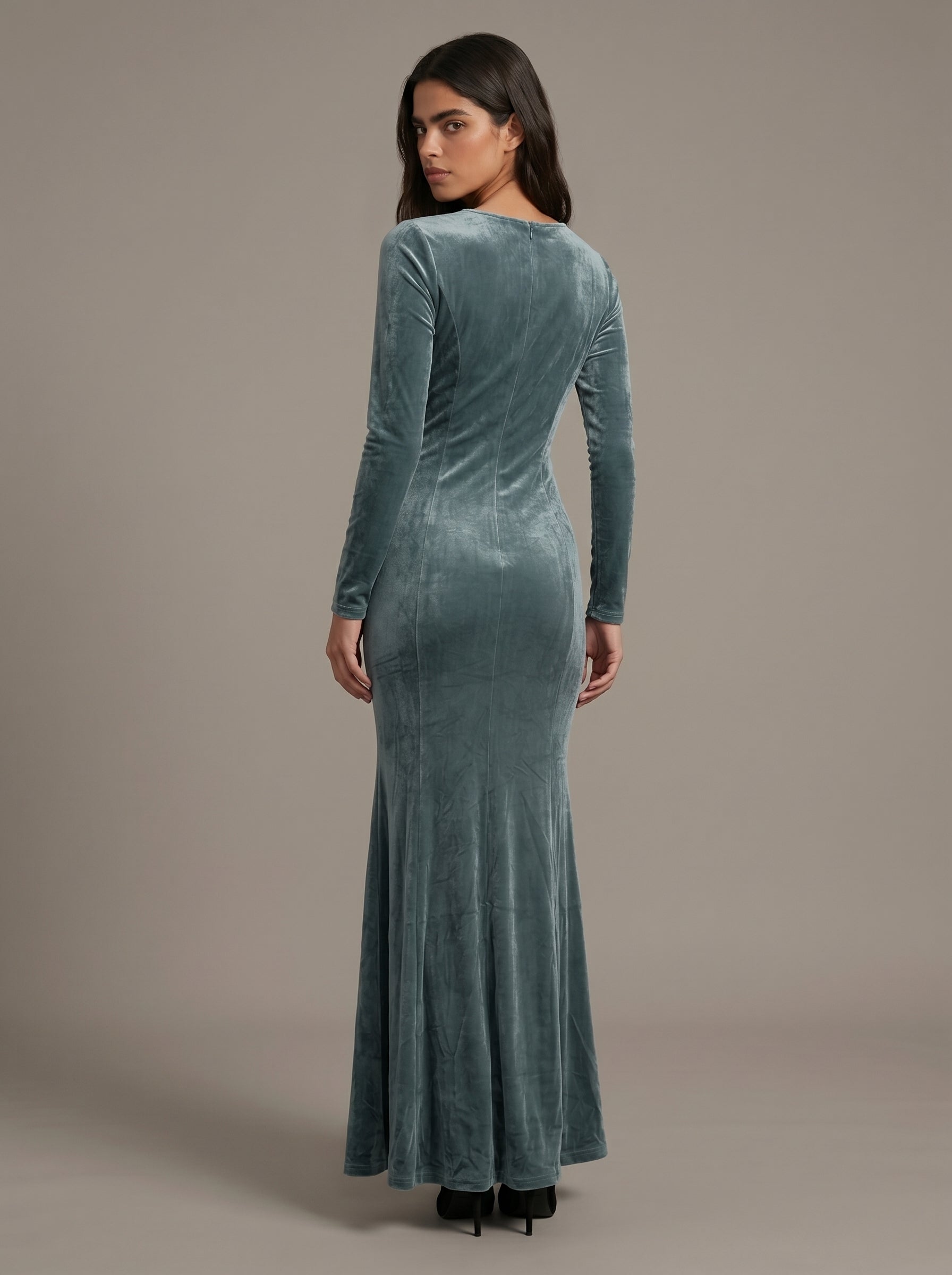 Teal Velvet Cleo Dress