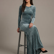 Teal Velvet Cleo Dress