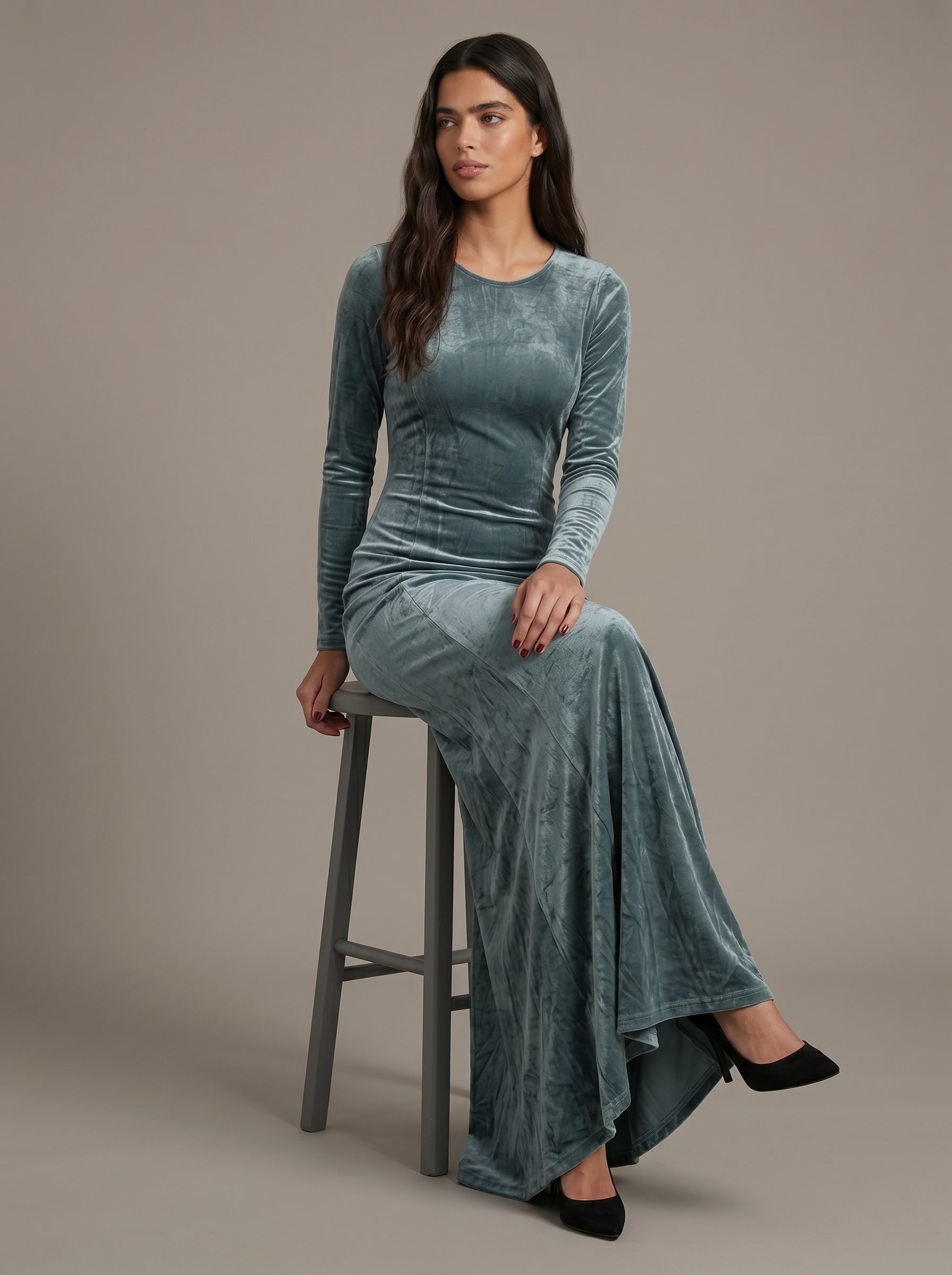 Teal Velvet Cleo Dress