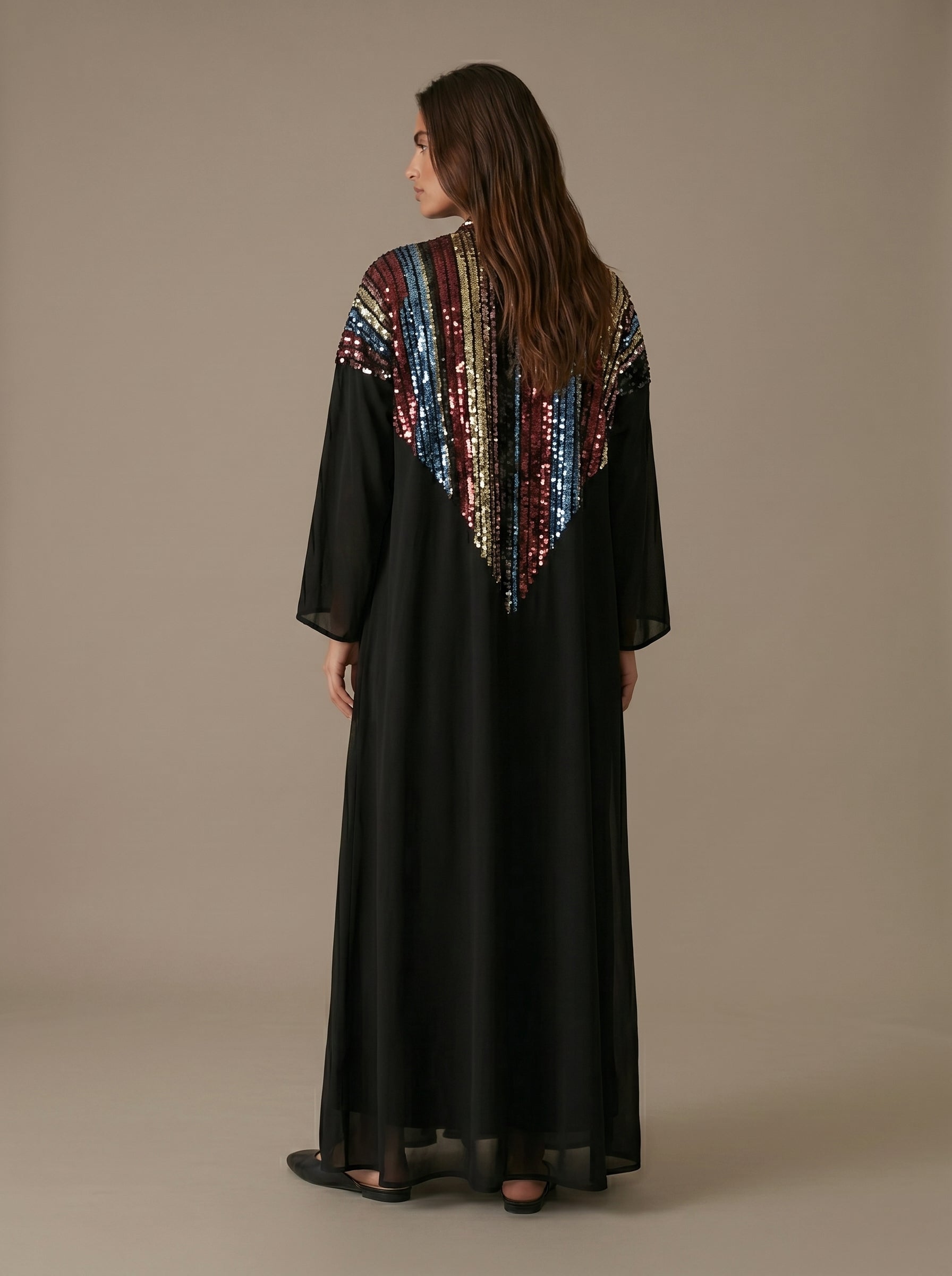 Black sequins cowl kimono