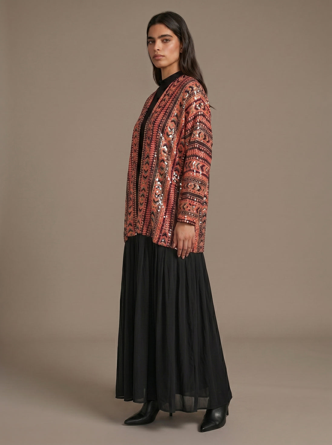 Butterfly sequins kimono burnt orange