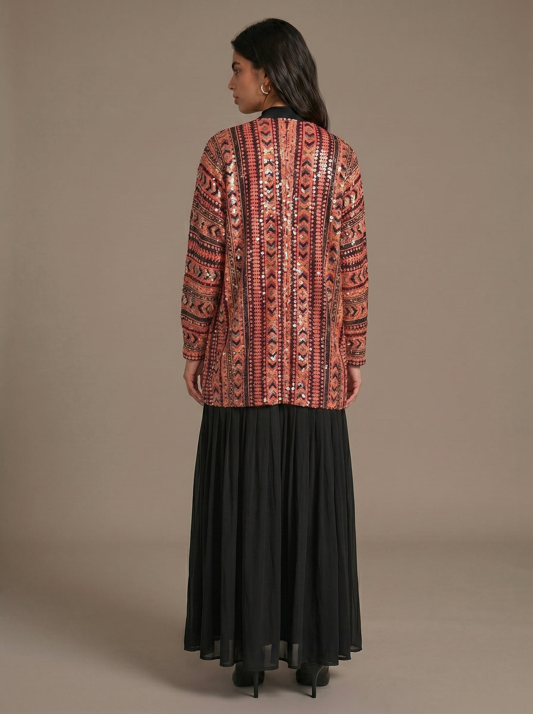 Butterfly sequins kimono burnt orange