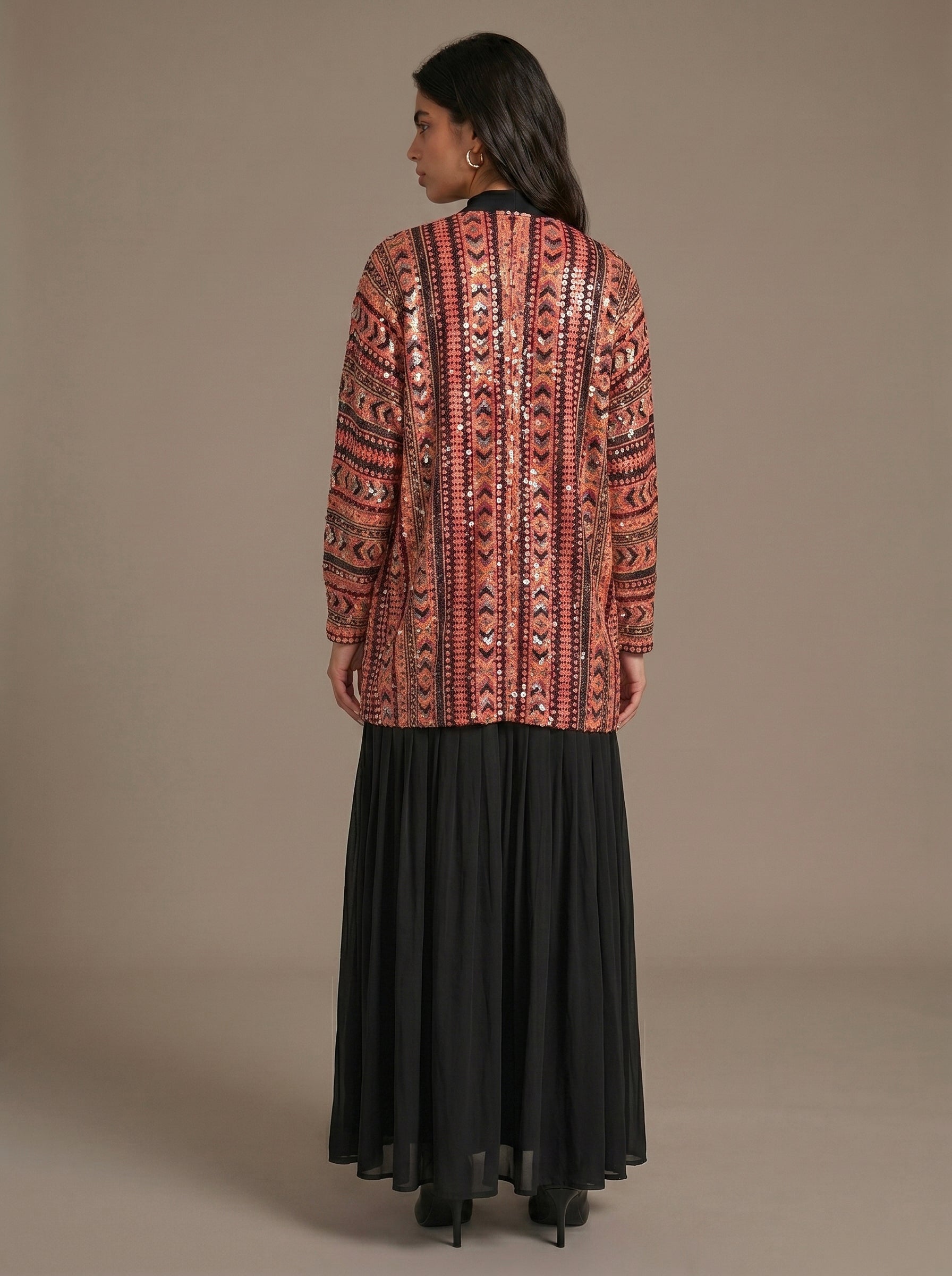 Butterfly sequins kimono burnt orange