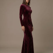 Burgundy  Velvet Cleo Dress