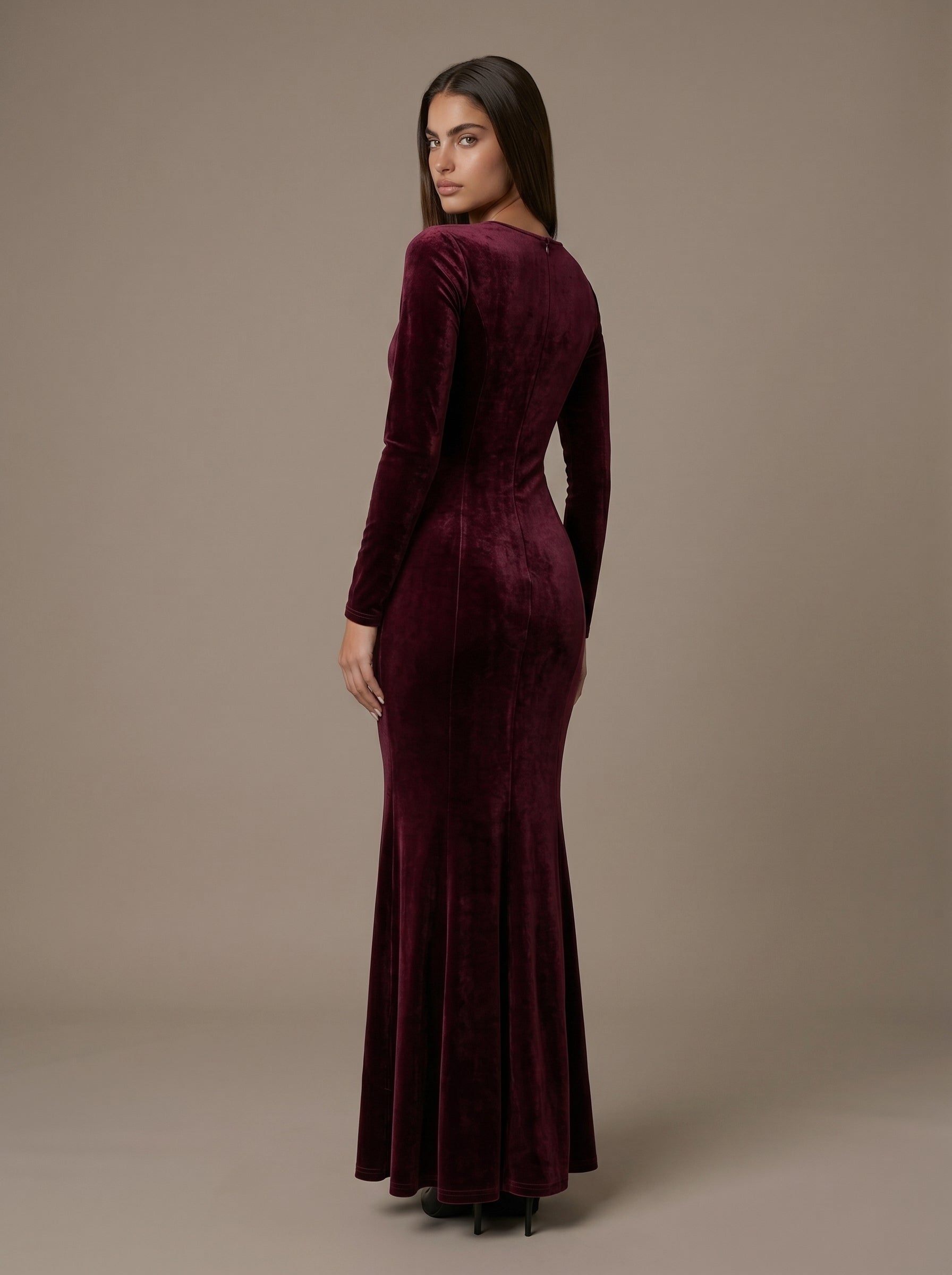 Burgundy  Velvet Cleo Dress