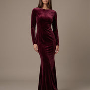 Burgundy  Velvet Cleo Dress