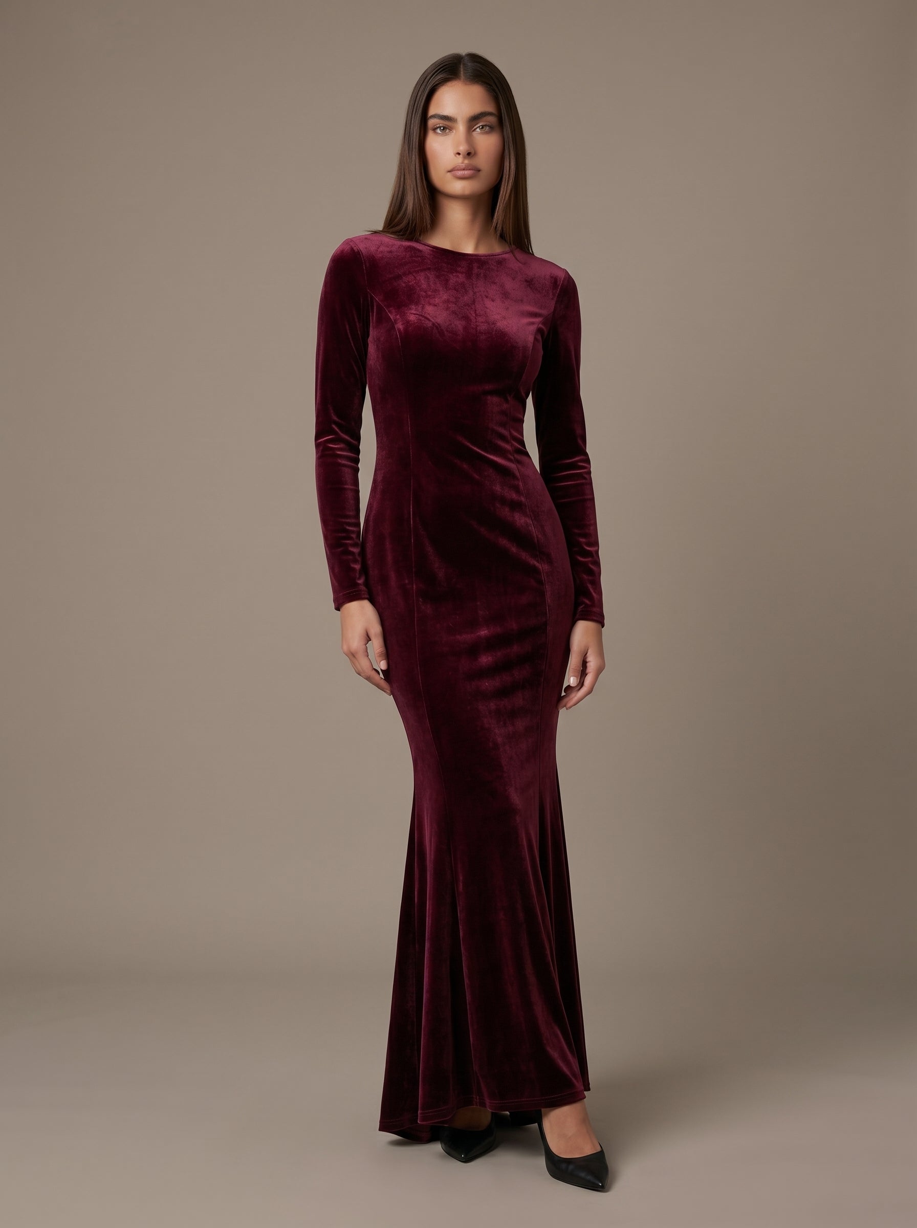 Burgundy  Velvet Cleo Dress