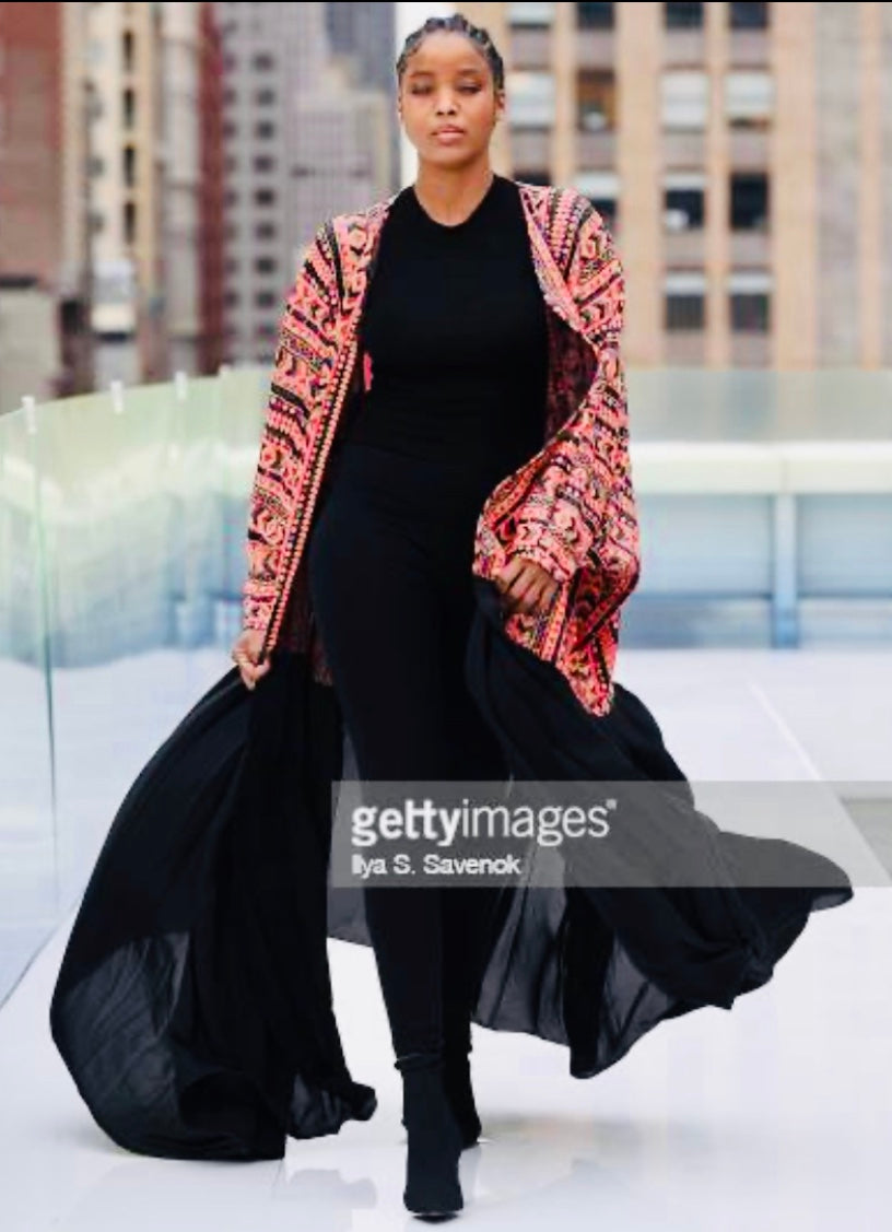 Butterfly sequins kimono burnt orange