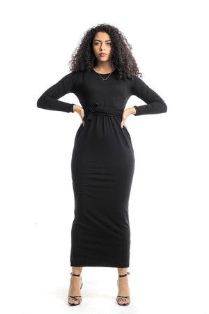 Black Wrap Penciled Dress