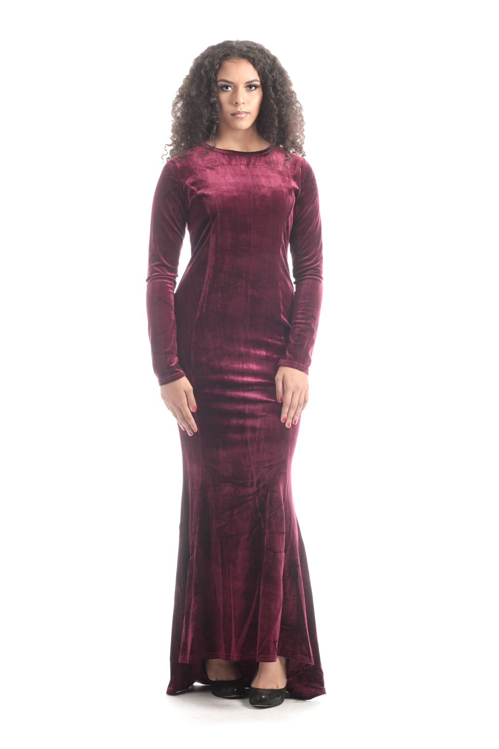 Burgundy  Velvet Cleo Dress