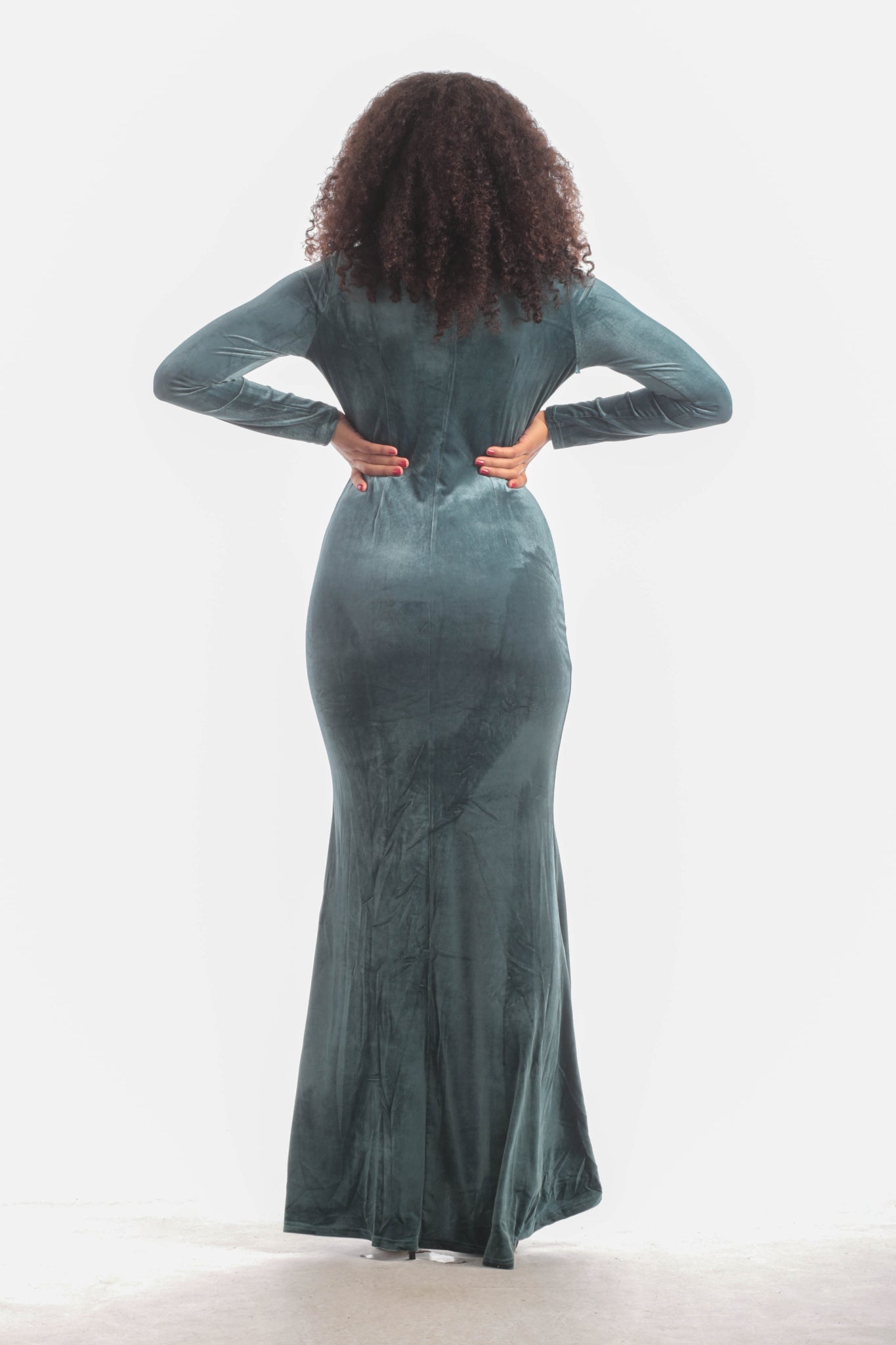 Teal Velvet Cleo Dress