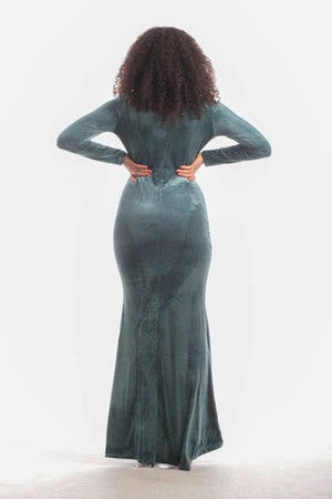 Teal Velvet Cleo Dress