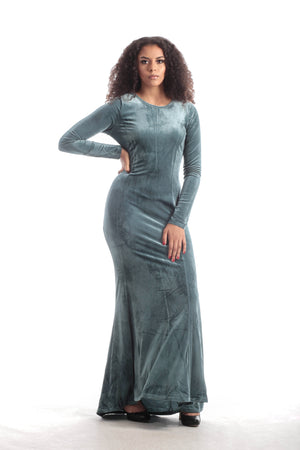 Teal Velvet Cleo Dress
