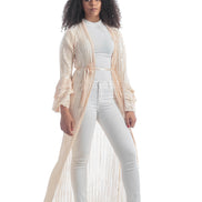 Bellsleeves Cream Pleated Kimono