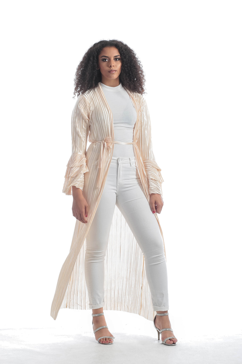 Bellsleeves Cream Pleated Kimono
