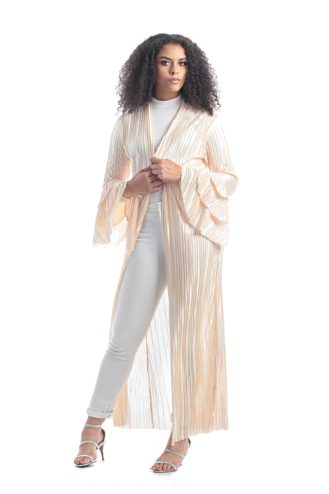 Bellsleeves Cream Pleated Kimono