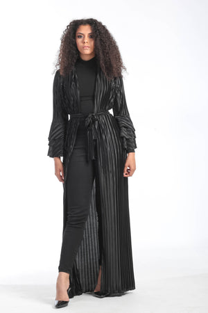 Bellsleeves Black Pleated Kimono
