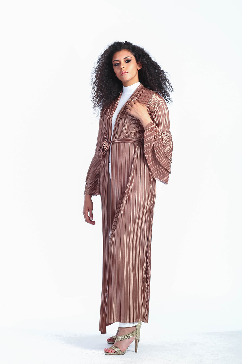 Bellsleeves Gold Pleated Kimono