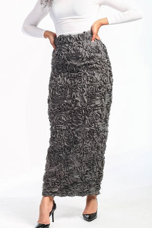 Gray Rose Chiffon Skirt