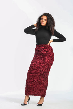 Maroon Rose Chiffon Skirt