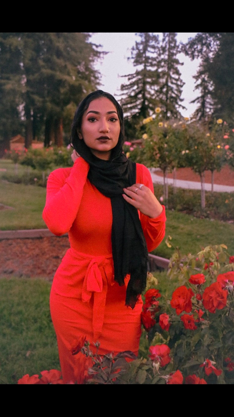 Red Wrap Penciled Dress
